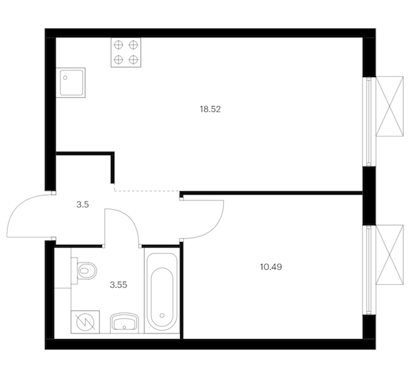 1-комнатная квартира 36.06 м², 5/15 эт., ЖК «Заречный парк»